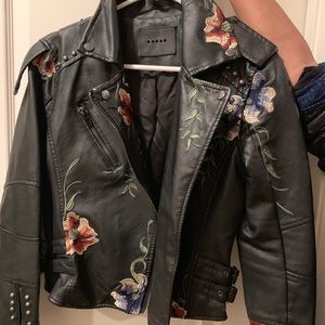 Embroidered leather jacket